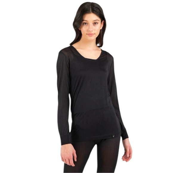 Terramar Thermasilk Baselayer Lightweight Silk Top Long Sleeve Scoop Neck - Picture 1 of 9